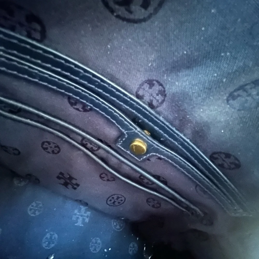 Tory Burch(AUTHENTIC) • Blue Croc-Embossed Backpack • - Picture 9 of 13